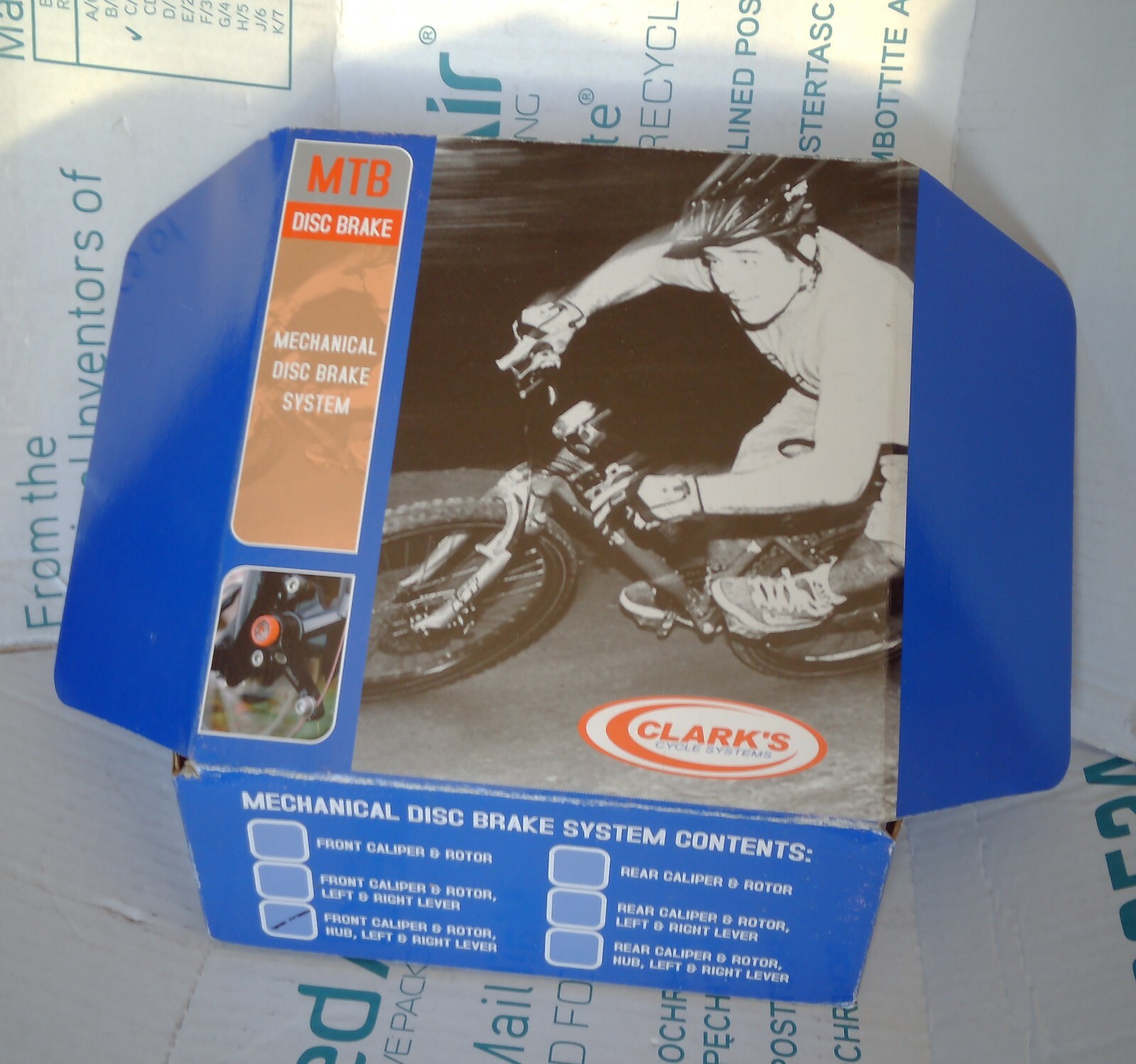 CLARKS MECHANICAL DISC BRAKE SET CMD-1, FRONT CALIPER 160mm ROTOR & BOTH LEVERS