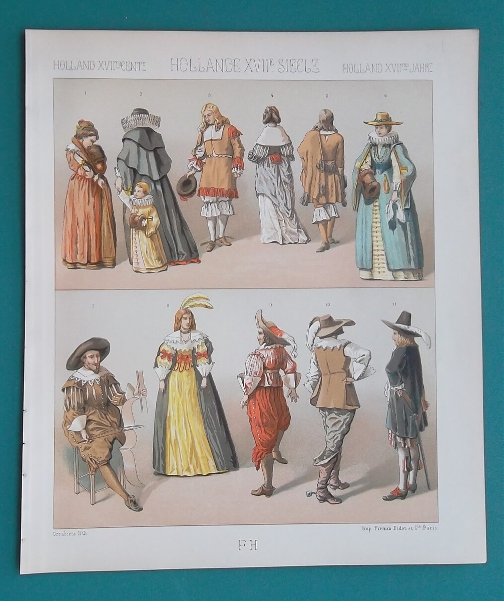 HOLLAND Dutch Costume 17th C Women Military Officer COLOR Print - Main Image