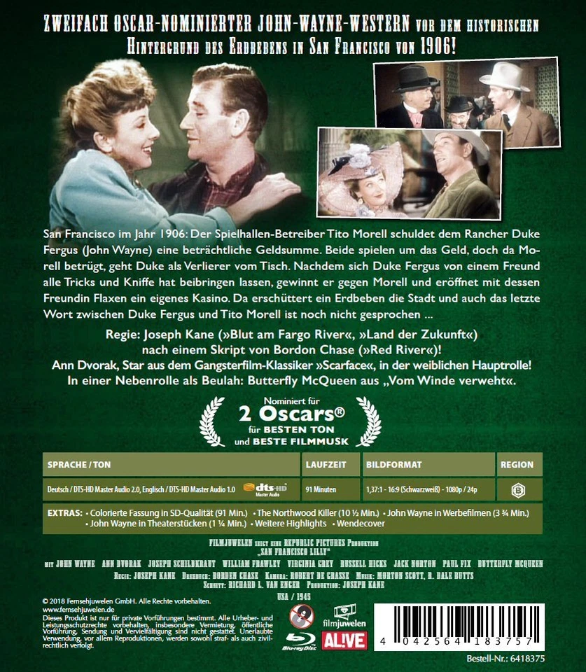 San Francisco Lilly (1945) - mit John Wayne & Ann Dvorak - Filmjuwelen [BLU-RAY] - Bild 2 von 4
