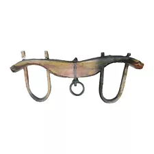 Antique Primitive XL Oxen Yoke Wood Wrought Iron Country Decor Western Americana