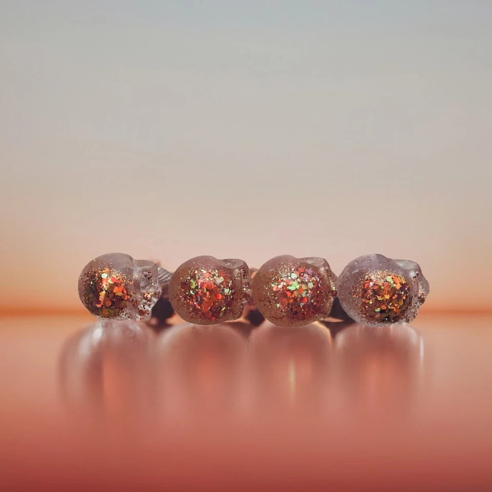 4 Resin Skull Red Glitter Cupboard Door Knobs 25mm Handmade Gothic Decor - Image 2 of 4