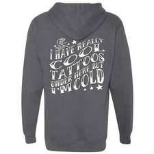 NEW InkAddict UNISEX TATTED & COLD Hoodie CHARCOAL SMALL-3XLARGE MADE IN USA
