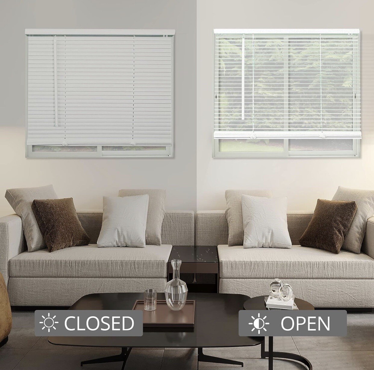 CHICOLOGY Horizontal Window Blinds, White, 56.75" W X 48" H