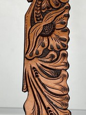 Ranger Belt Company Ladies Wide Natural Floral Tooled 34 -38 Copper Buckle