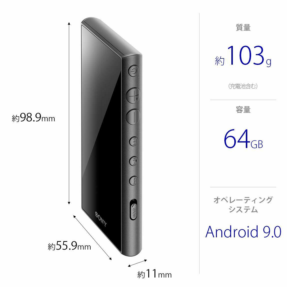 SONY Walkman 64GB A Series NW-A107 : High-res compatible