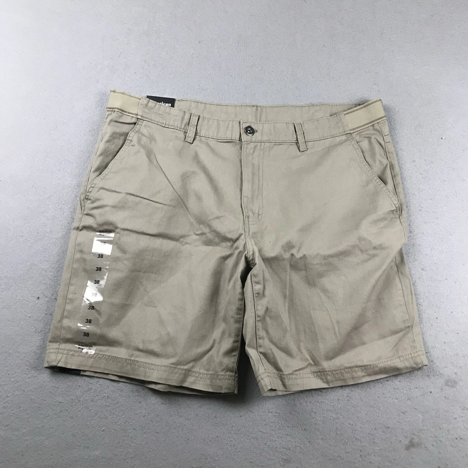 American Republic Shorts Mens 38 Beige Flat Front Chino Everyday Short NWT