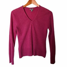 Apt 9 100 Cashmere Sweater V Neck Pullover Solid Pink Womens Size M Medium