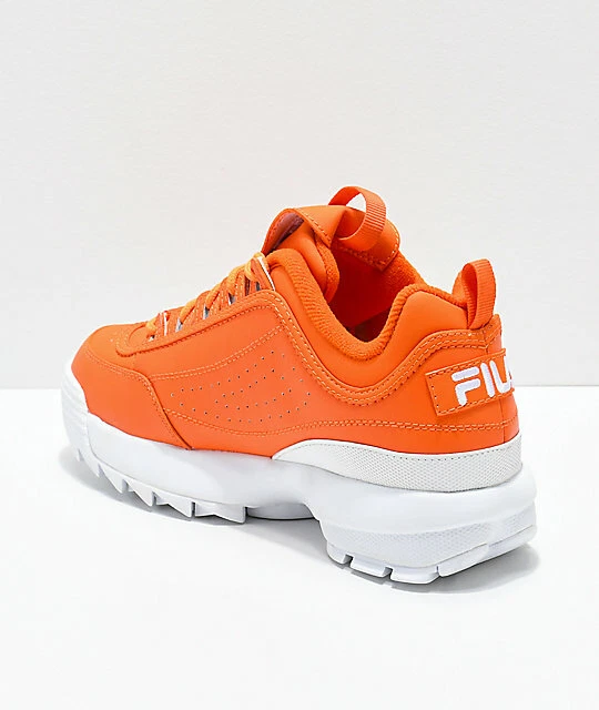 FILA: DISRUPTOR II PREMIUM ORANGE LEATHER SHOES – 85 86