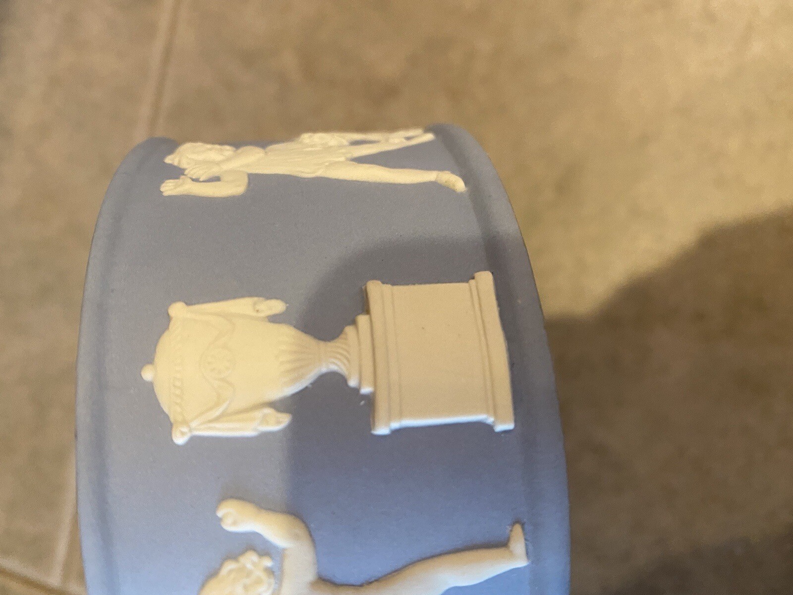 Wedgwood Box With Lid Cherubs “ Blind Man’s Bluff”  **Signed Jasperware Unique