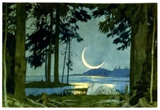 Night on the Shores of Lake Ilmen : Ivan Bilibin : Archival Quality Art Print