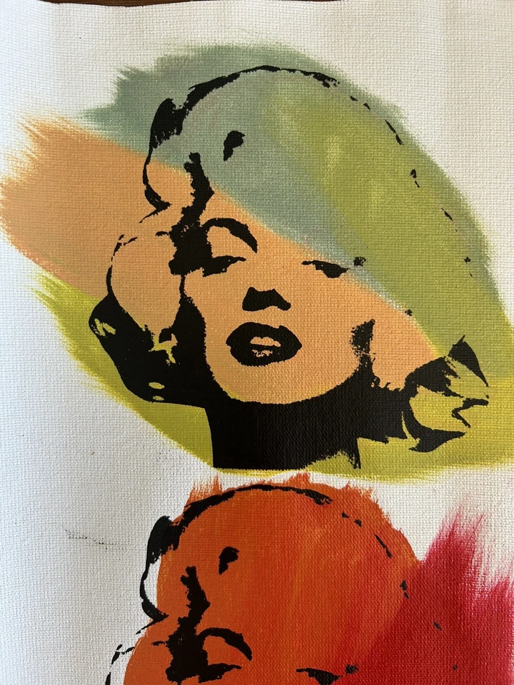 Steve Kaufman SAK "4 Marilyn's" Marilyn Monroe/50 lienzo al óleo serigrafía Warhol Foto 2 de 4