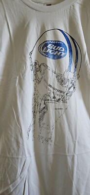 Bud Light Beer Football Helmet T-Shirt Hanes Nano Tag. New. Size L. 2000's