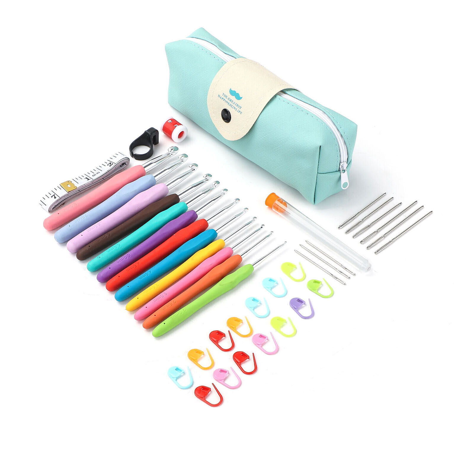 41 Set Crochet Hook Yarn Ergonomic Grip + Bag Kit Knitting Needle