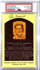 Joe Ducky Medwick Autographed Yellow HOF Plaque Cardinals PSA/DNA *1532