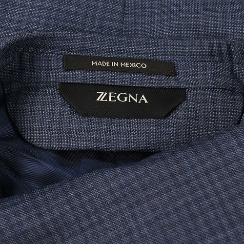 Z ZEGNA Mens Blue Micro Check Drop 8 Wool Slim Fit Suit 42S Flat Front Pants NWT - Picture 6 of 6