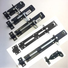 Heavy Duty BLACK Brenton Padlock Bolts Garden Gate Shed Door Lock-3/4/6/8/10/12"