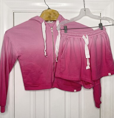 Roller Rabbit Women s Full Zip Sweatshirt And Short Set Ombre Pink XS- READ