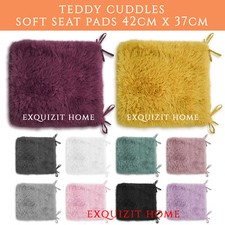 LUXURY Teddy Cuddly Seat Pad Soft Chair Cushion Foam Tie On Garden Bench Dining 