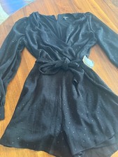 Size XS Express Women's Black Beaded Romper with Shorts/ NWT