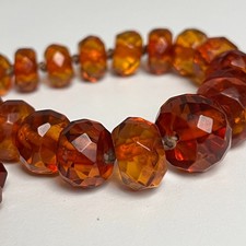 Bernsteinkette Art Deco Königsberger Schliff cognacfarben Vintage Schmuck