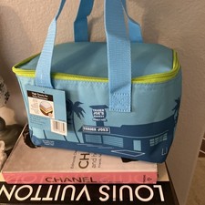 NEW TRADER JOE'S MINI INSULATED TOTE LUNCH BAG -1.5 Gal Aqua/Lime Grn SOO CUTE