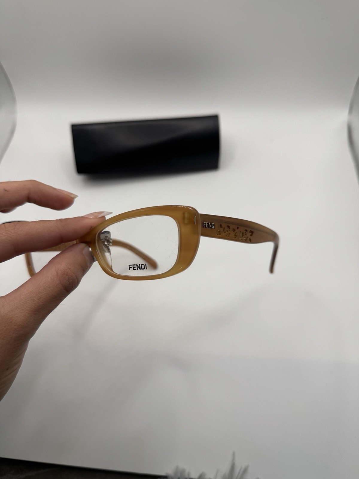 Fendi Clear /Demo Lens Chic Floral Square Frames With Box thumbnail 3