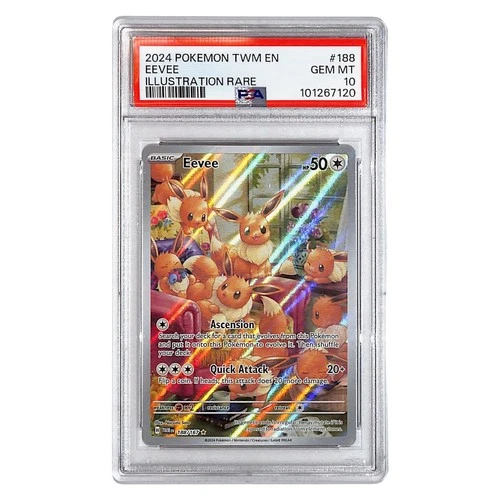 New Listing2024 Pokemon TWM EN Eevee Illustration Rare 188/167 PSA GEM MT 10