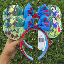 2PCS Disney Parks 100 decades authentic Snow White minnie mouse ear Headband