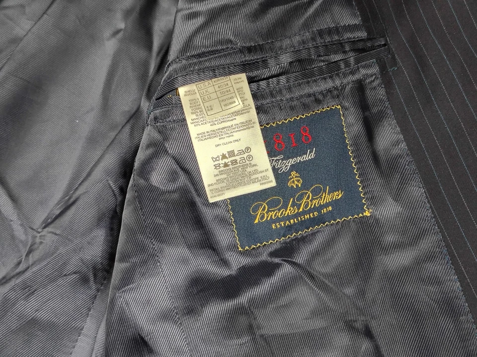 Chaqueta Blazer Brooks Brothers 1818 Milano Vitale Barberis Canonico 40R Lana Azul Marino Foto 3 de 4