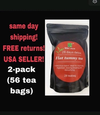 (2)pack 28 DAYS FLAT TUMMY TEA WEIGHT LOSS SLIMMING BURN CALORIES WINS TOWN
