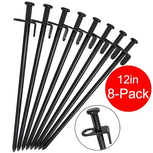 12-Inch Tent Stakes, Heavy Duty Camping Stakes, Forged Steel Tent 12in-8park - Bild 3 von 8
