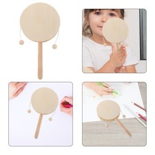 6 Pcs Drum-shaped Rattle Kids Blank Wood Hand-painted Rattle-drum