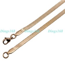 Designer Inspired 18K Rose Gold Filled 16" 4 mm Flat Snake Choker Chain Necklace