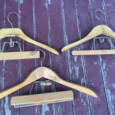  RARE LOT OF 3 SETWELL SUIT WOODEN HANGERS SCARCE HEAVY DUTY GREAT QUALITY