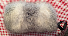 Women's "Silver Fox" Black Silky Lined "FUR" Muff With Ribbon Loop Strap