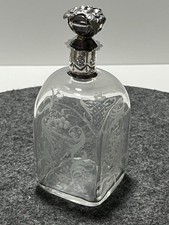 vintage Glas Flakon Rechteckflasche 800er Silbermontur graviertes Muster