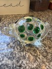 Vintage Murano Italian Art Glass Turtle Green Dot Figurine Paperweight MCM. 6” — photo 2