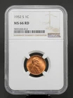 1952-S Lincoln Wheat Cent NGC MS 66 RD Mint State 66 Red GEM 1C Coin