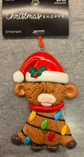 Santa Hat Highland Cow Christmas Tree Ornament - New