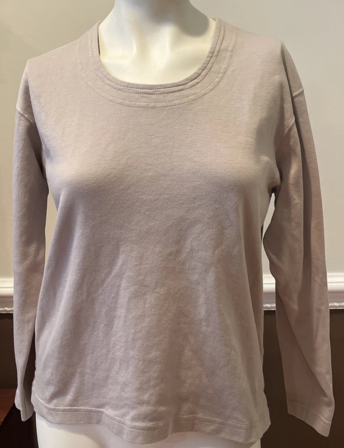 Peruvian Connection Long Sleeve Pima Cotton T-Shirt Beige Women’s Size Medium