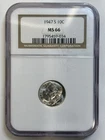 1947 S Roosevelt Dime - NGC MS66 - 90% Silver - 10c United States Coin