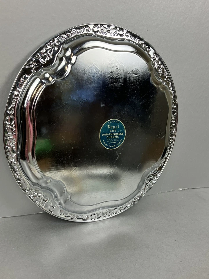 CADEAU ROYAL GIFT Chrome Serving Tray Elbro 1963 Provinces ROYAL MOUNTED POLICE - Image 3 of 4