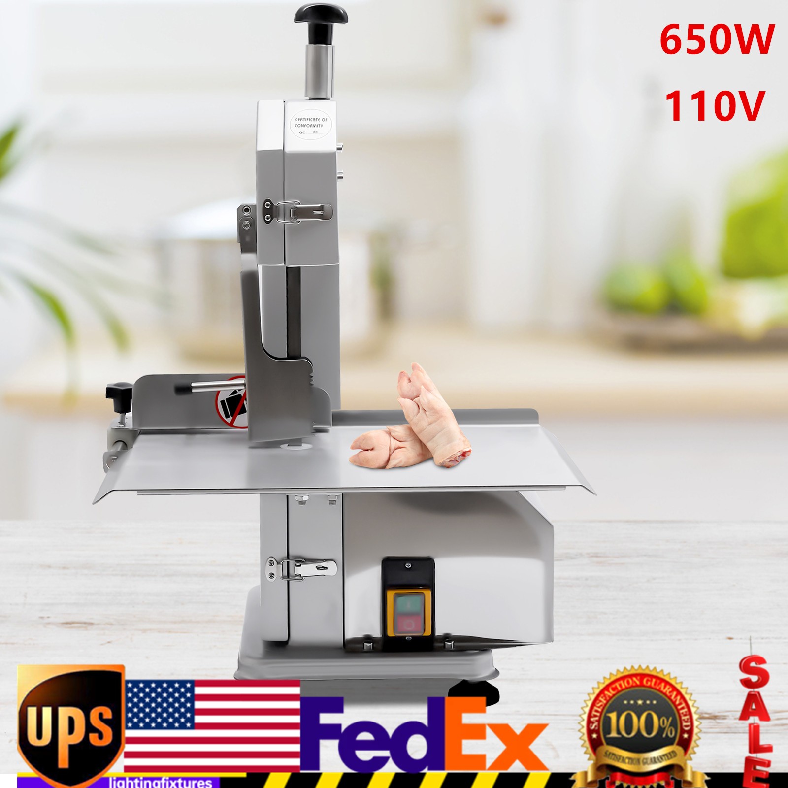 650W Electric Commercial Frozen Meat Bone Saw Butcher Band Saw Cutting Machine