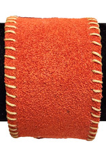 Handmade Orange Genuine Suede Leather Wide Cuff Bracelet Wristband Boho 7.5" New