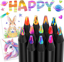 Stocking Stuffers for Kids, Colored Pencils, Art Supplies, 12 Rainbow Pencils, T