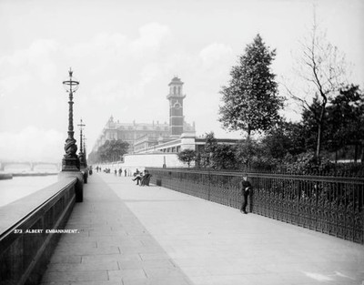 Albert Embankment Lambeth London c1870 1900 General view looking n- Old Photo