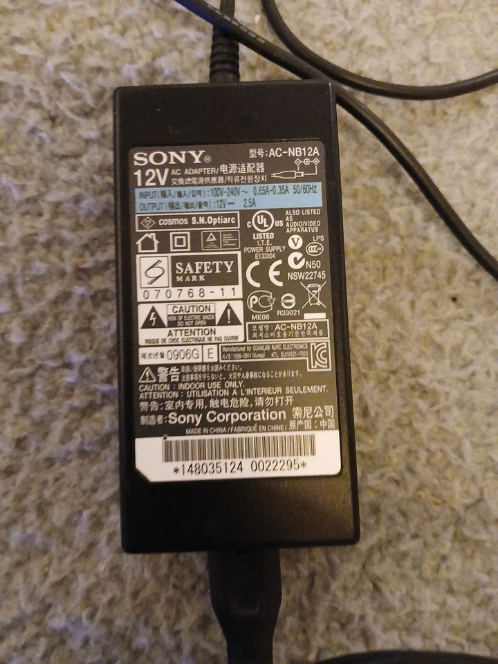 SONY  12V AC Adapter AC-NB12A Power Cable Cord - Image 2 of 4
