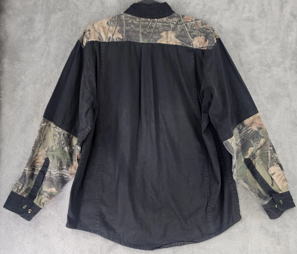 Trail Crest Shirt Mens 2XL Camo Black Denim Button Up Casual Outdoor Hunting - Image 2 of 4