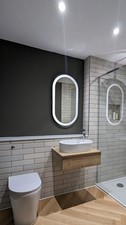 Bathroom Mirror Heated LED Lights Black Frame Touch Switch Mains Powered IP44 