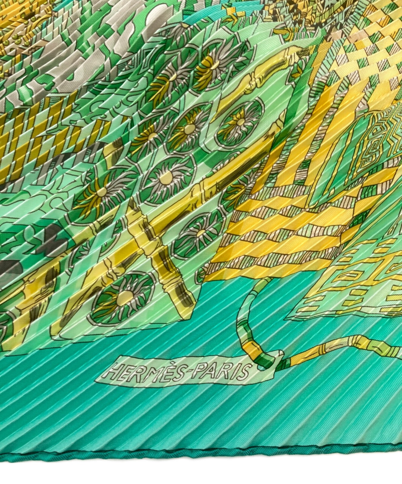 Hermes Scarf Silk Pleated Green A Journey Through the World's Fabrics From Japan thumbnail 24